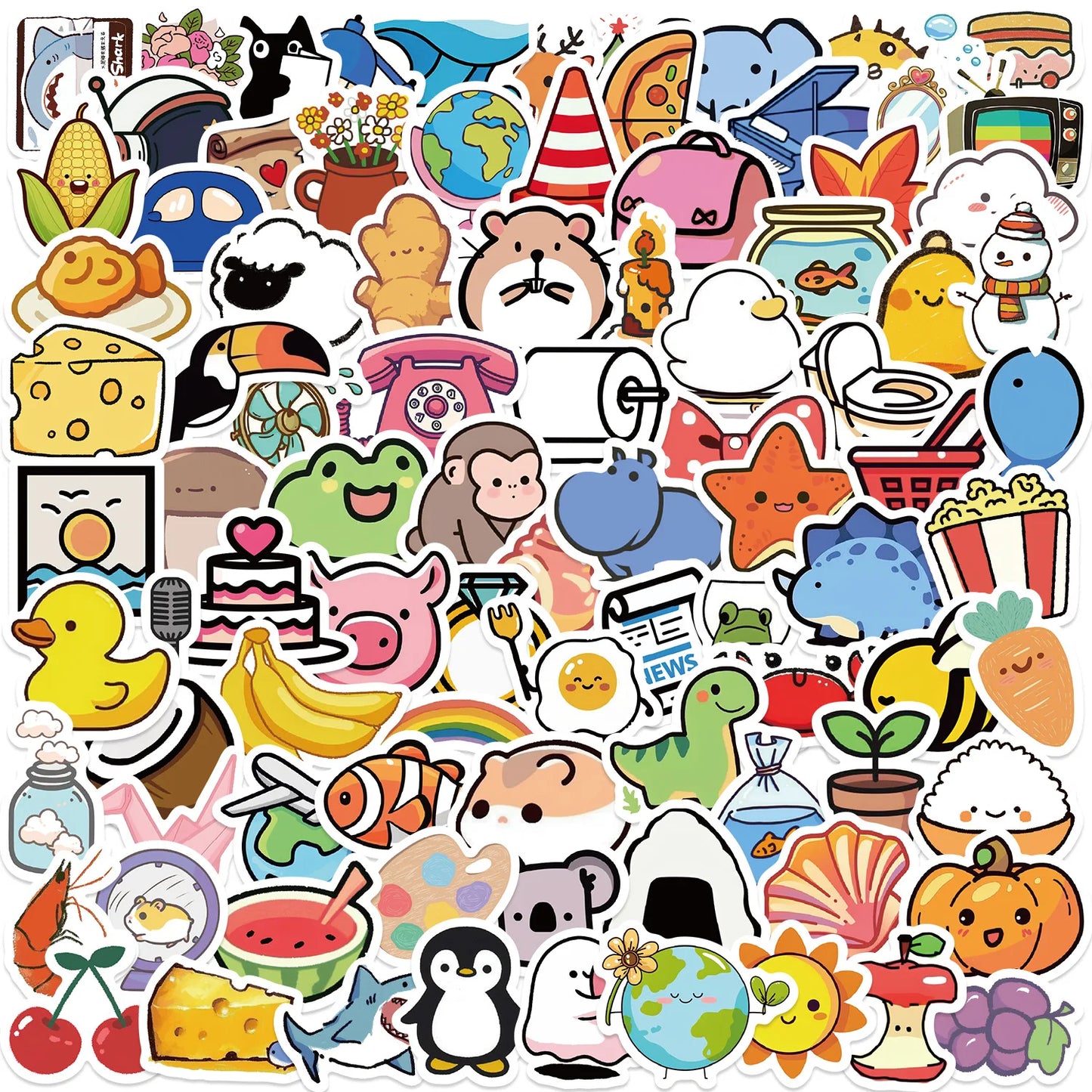 Mini Animals & Foods Cartoon Stickers